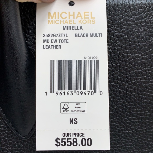 MICHAEL KORS 
Mirella Medium Pebbled Leather Tote Bag BLACK COLOR - Picture 15 of 15